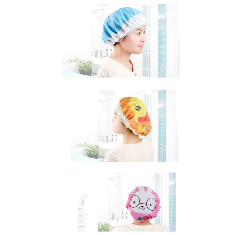 Shower Cap Penutup Kepala mandi Plastik Tutup Pelindung rambut karakter lucu anti air topi mandi waterproof