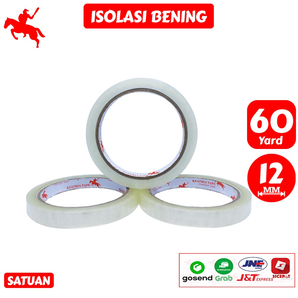 

Lakban OPP Tape / Isolasi Bening / Lakban Clear Yellow / Lakban Super Clear White KSATRIA Tape 12mm x 60-72 Yard