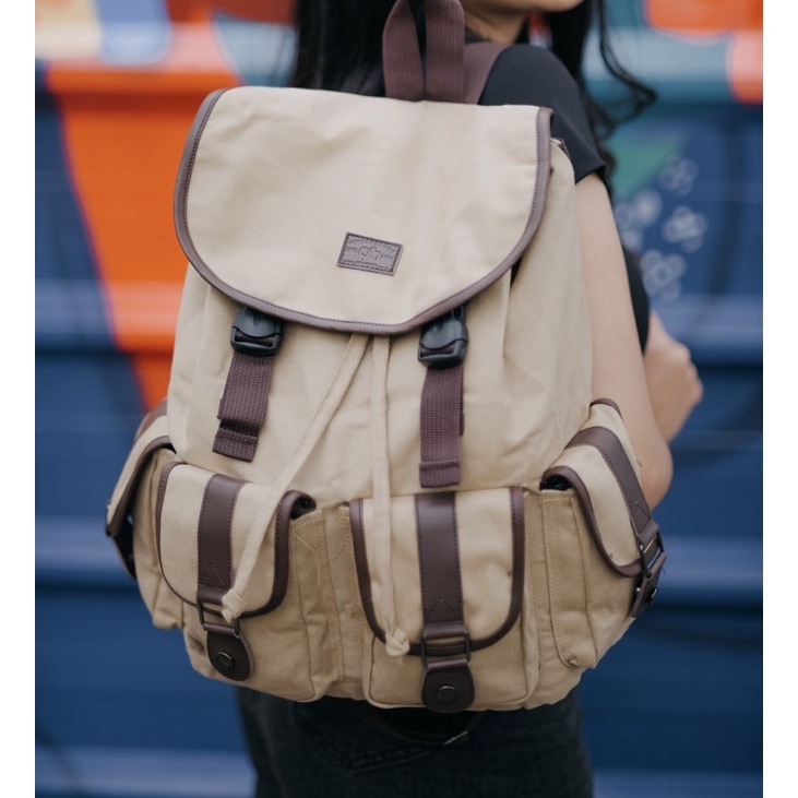 Ransel Canvas GH.Bag Original Tas Punggung Wanita Kuliah Kerja Tas Laptop Up To 14 Inch