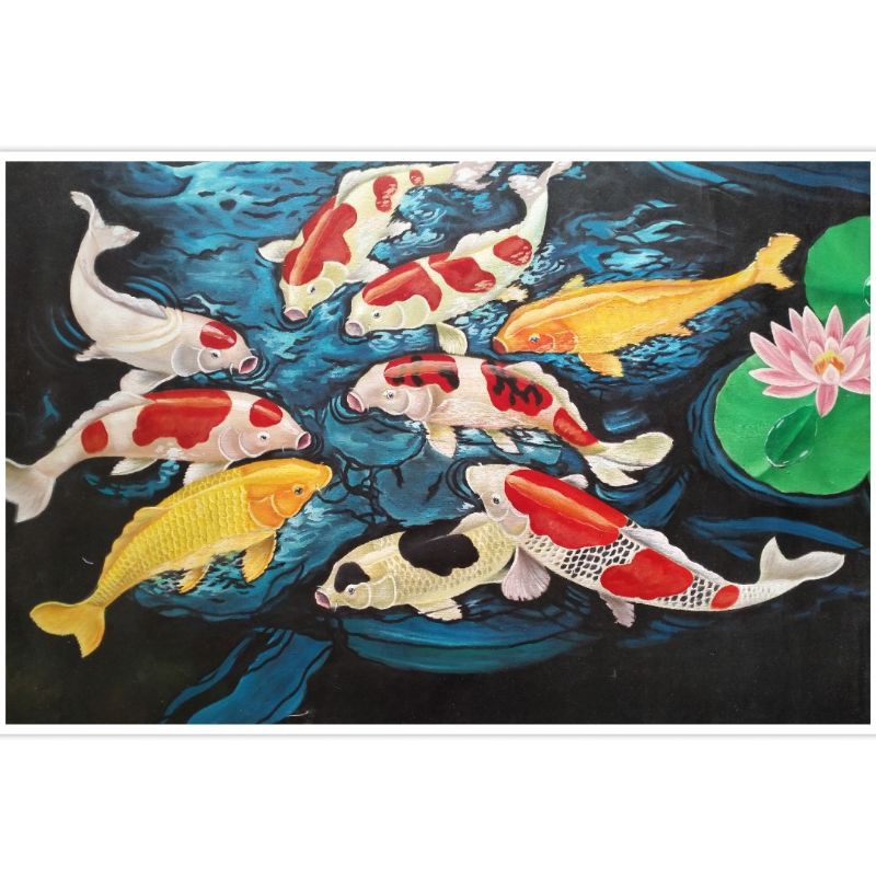Lukisan Ikan Koi 85 x 135 cm