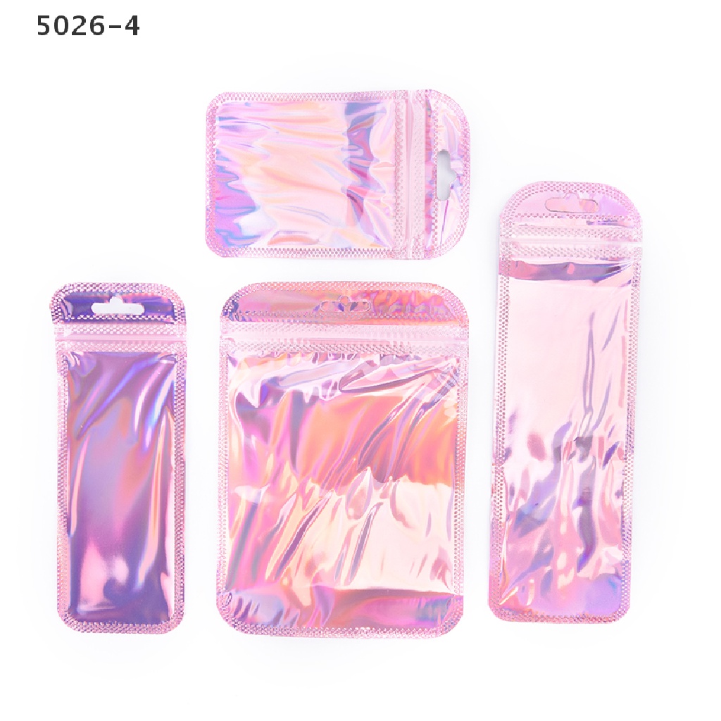 5026-4 50pcs 4 Styles Laser Packaging Bag Flat Cosmetic Bag Holographic Mini Bags 5026-4