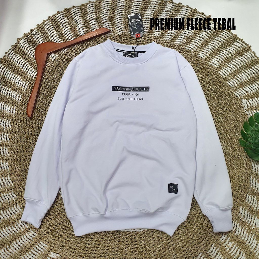 Sweater Pria/ Sweater Crewneck Insomnia Putih/ Sweater Insomnia Unisex/ Sweater Crewneck Terbaru/Cod