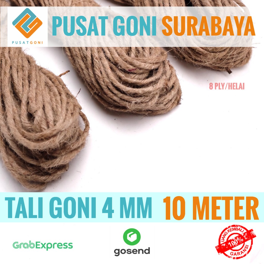 

Tali Goni 8 Ply 10 Meter - Tali Rami 4MM - Tali Karung Goni Murah Berkualitas - Tali Seserahan
