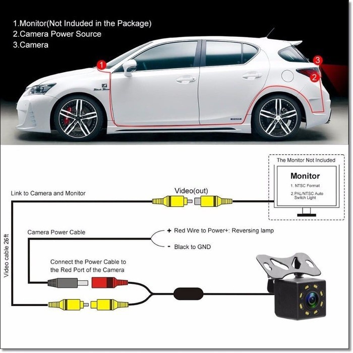 Kamera Mundur Mobil Car Rearview Camera 8 LED Nightvision