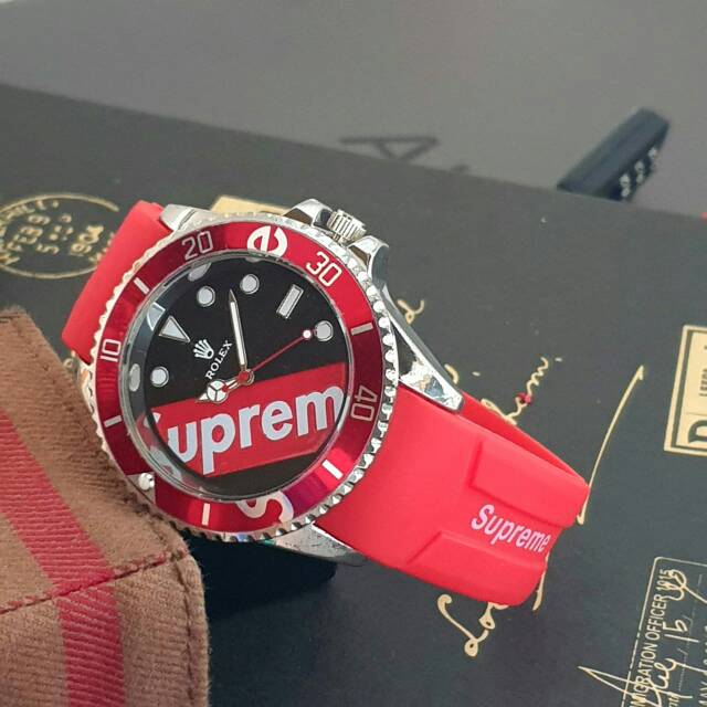 Jam Tangan Pria Rolex Supreme - Free Box & Baterai Cadangan