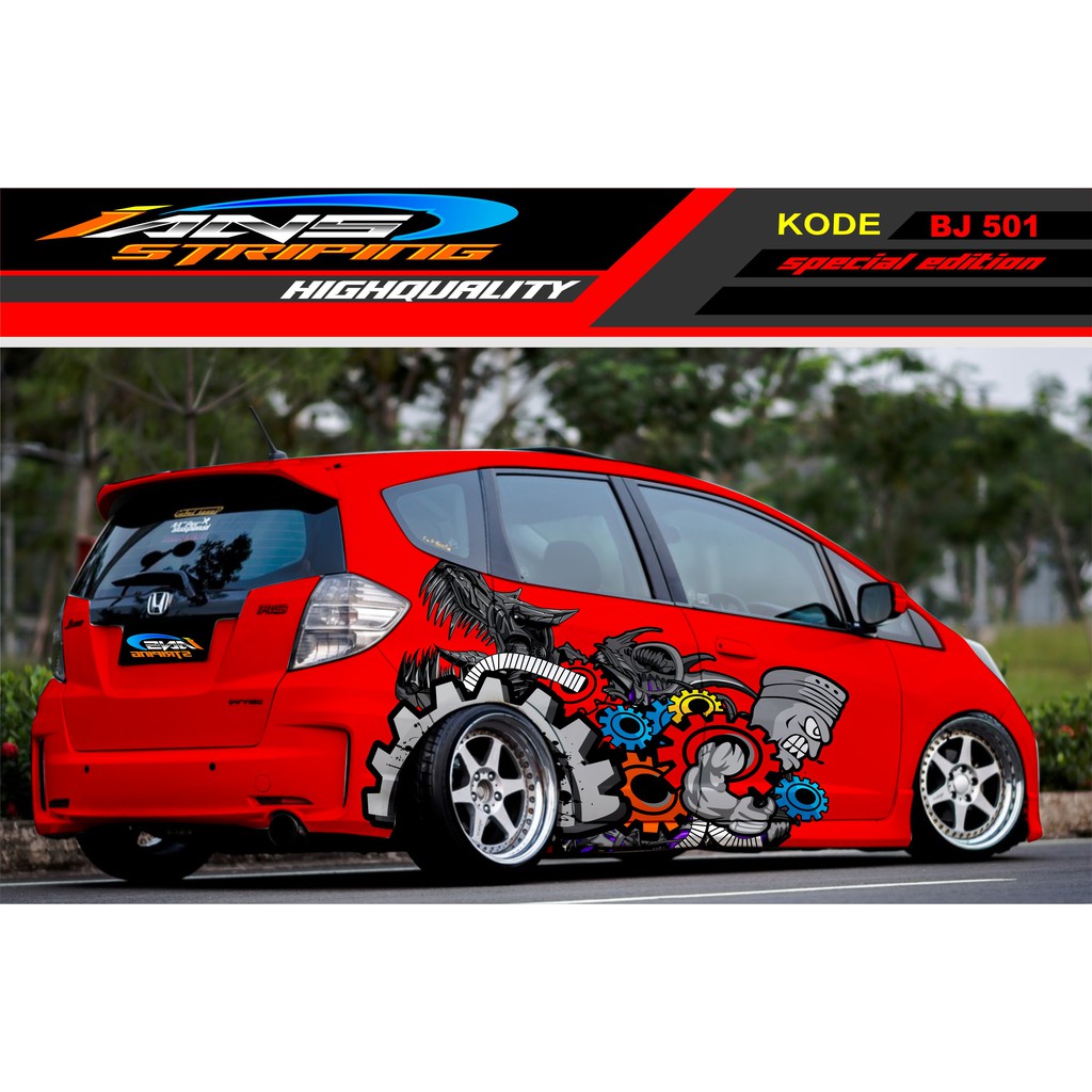 DECAL STICKER MOBIL BRIO JAZZ AGYA YARIS SWIFT / VARIASI STICKER MOBIL GEAR / STIKER MOBIL