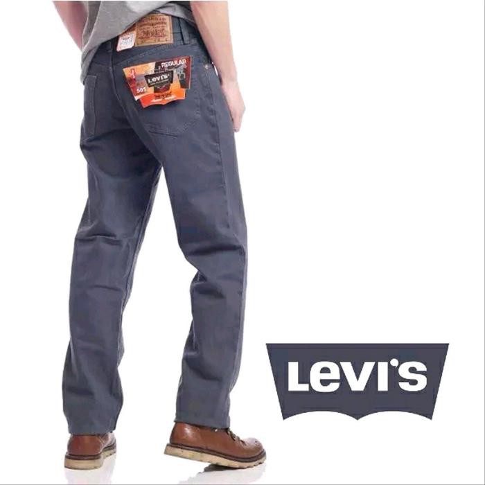 Palinglaliris Celana Jeans Pria Levis Reguler Standar Hitam Pekat Keren / Black - Abu-Abu Muda, 28