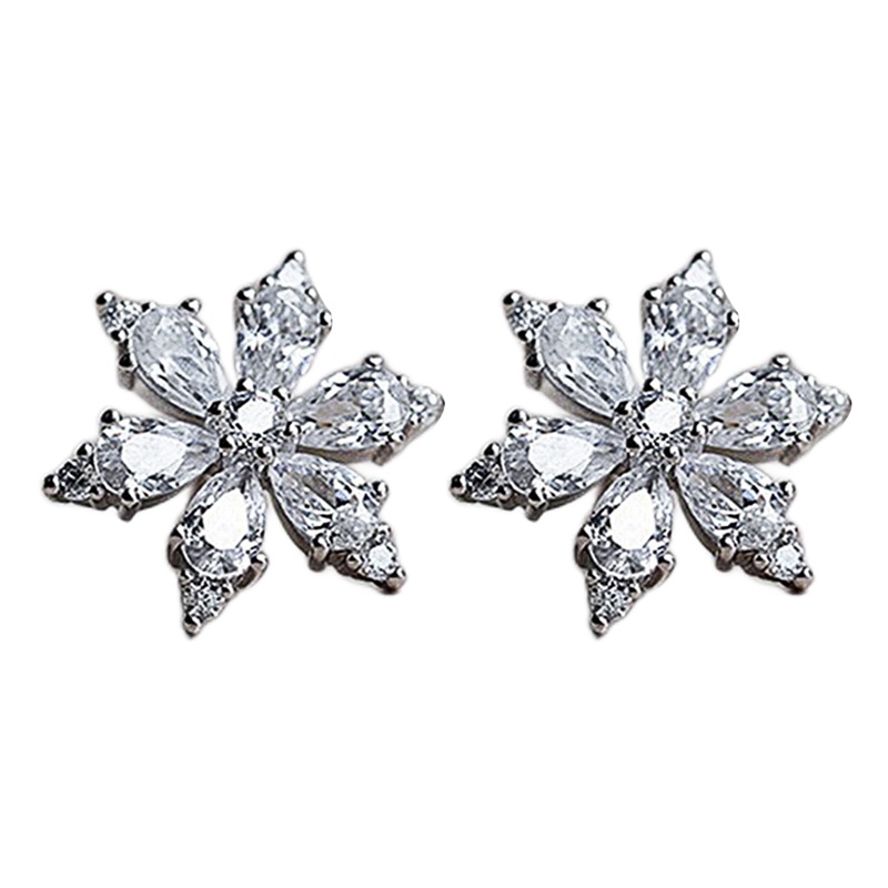 Anting Stud Cubic Zirconia Bentuk Bunga Untuk Wanita