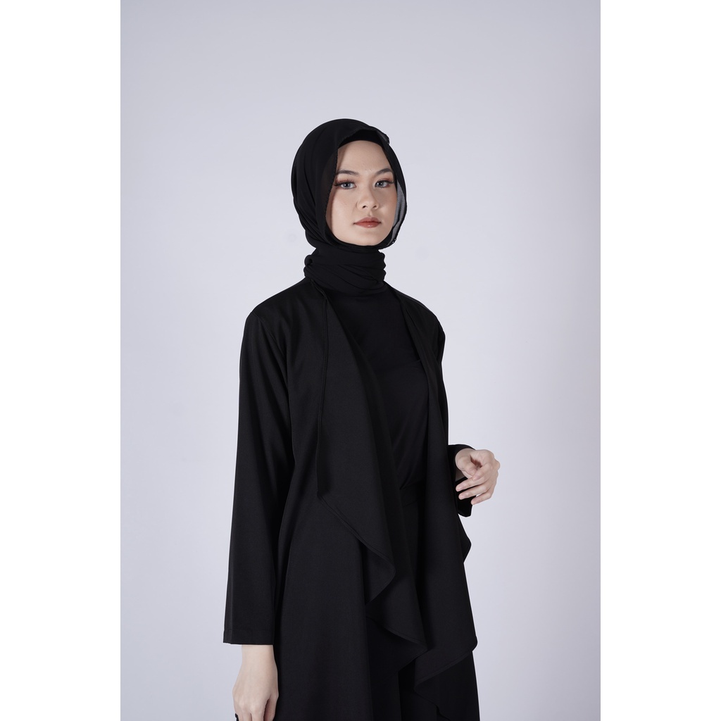Wavy Outer Black by BITA - Outer Wanita Polos dengan Aksen Gelombang-4