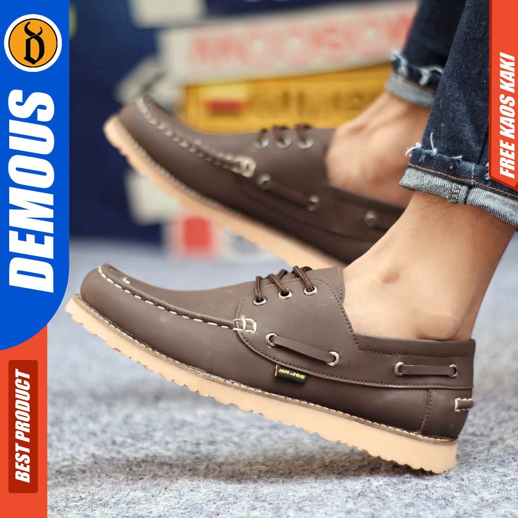 DEMOUS Sepatu Kasual Pria Formal Kulit Pu Kerja Hitam Nerson