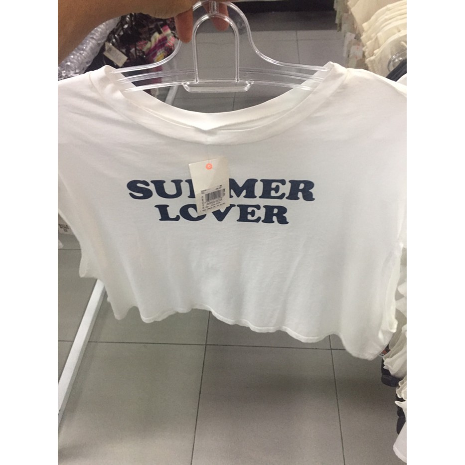 kaos wanita billabong crop white summer lover original 100%