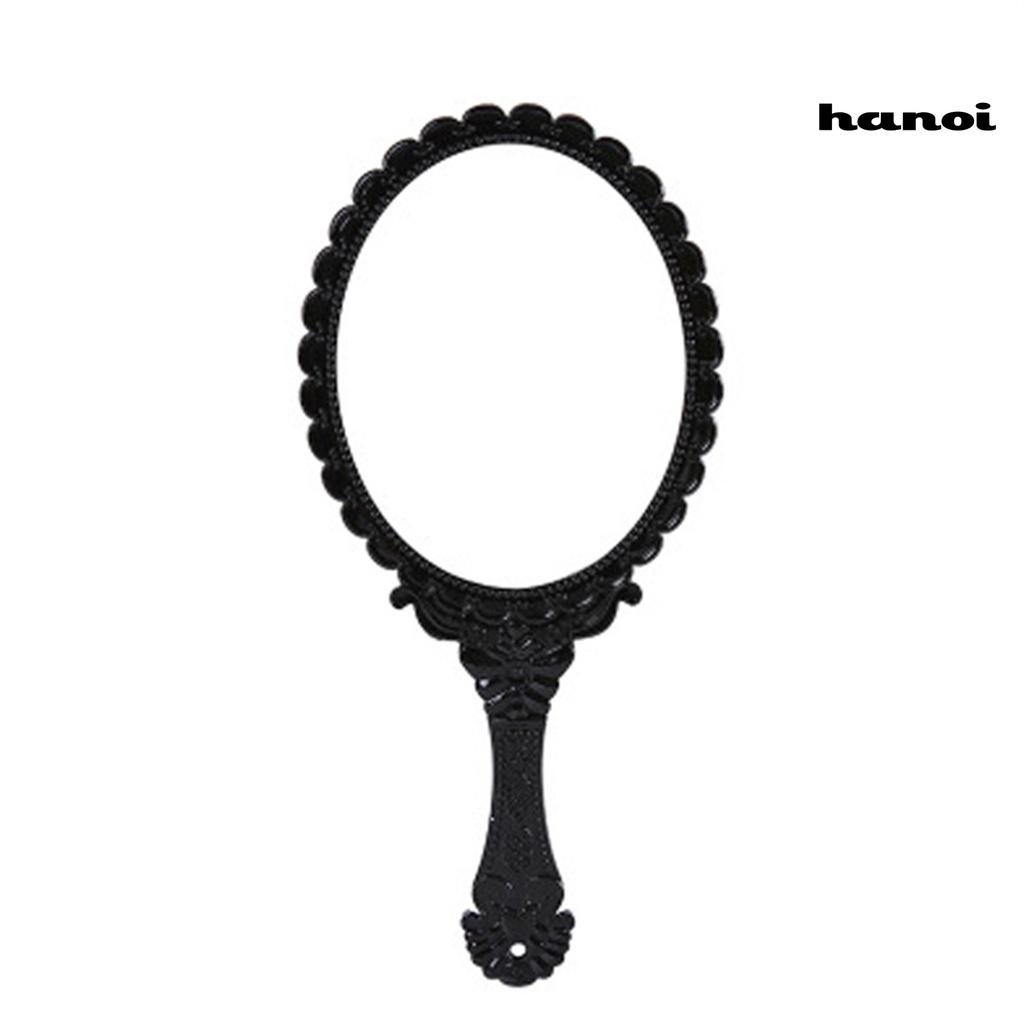 HQTM_Hand Held Mirror Old Fashion Portable ABS Comfy Hand Held Mirror with Handle for Gift