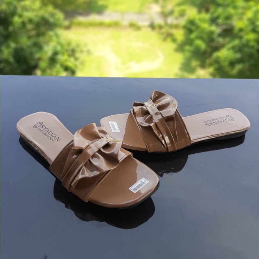 VINANDOZ SDPD08 Sandal Wanita Perempuan Sandal Teplek - Motif Daun