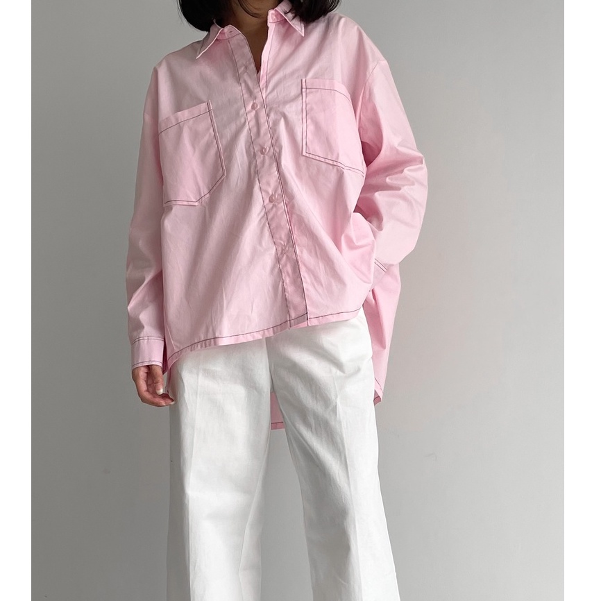 Peach Poppy VENNA Stitch Oversized Shirt - Kemeja Premium Wanita Oversized