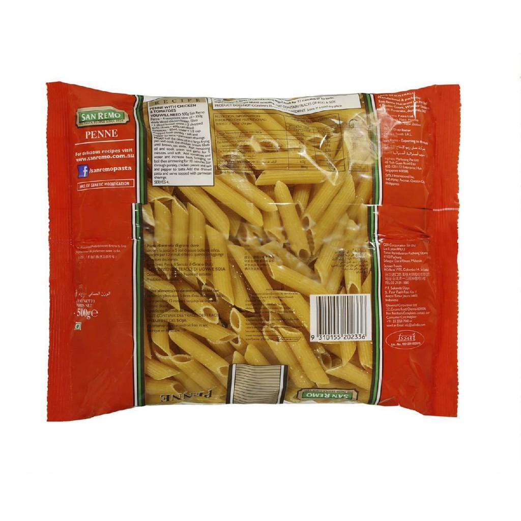 

SAN REMO PASTA PENNE 500GR - PASTA MAKARONI TABUNG - PASTA DURUM WHEAT SEMOLINA AUSTRALIA HALAL Berkualitas