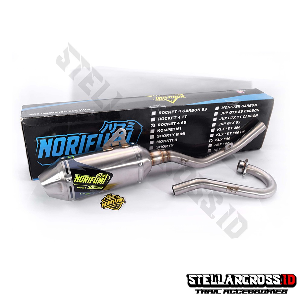 Knalpot Muffler Original NORIFUMI Rocket 4 SE KLX 140 Built Up Stainless