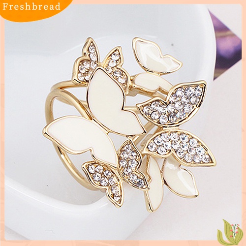 Fresh| Bros Pin Butterfly Cluster Bulat Hias Kristal Berlian Imitasi Untuk Aksesoris Scarf Wanita