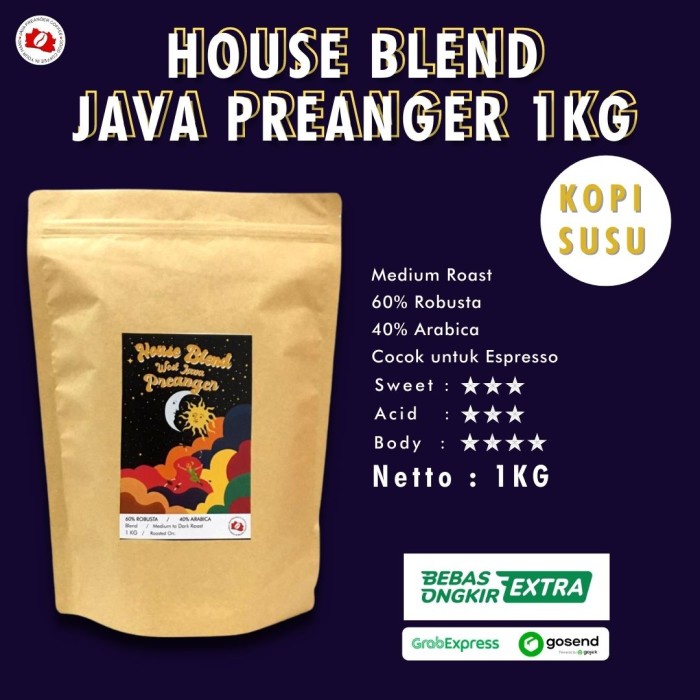 

Kopi House Blend Java Preanger 1kg | Premium Roasted Coffee - Biji, Satuan