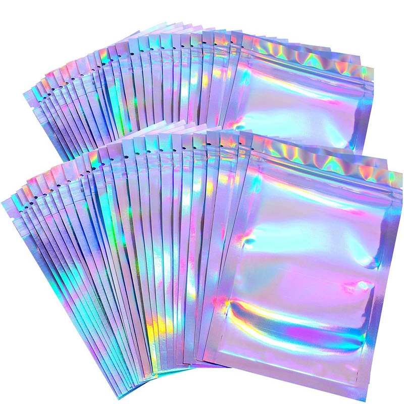 [Multifunction Self Seal Storage Bag] [Ziplock Smell Proof Bags For Party Food Storage] [Holographic Laser  Foil Pouch]