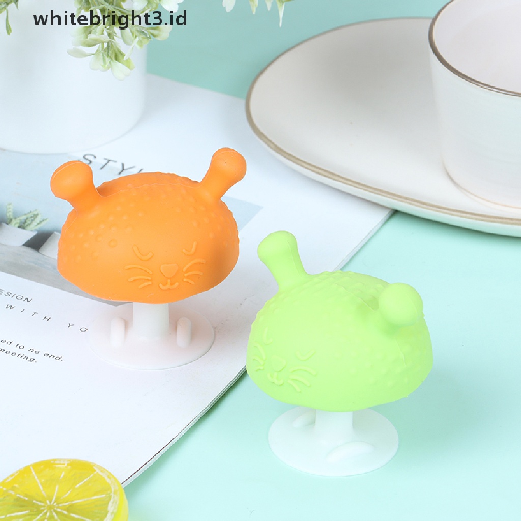 (whitebright3.id) Mainan Teether Bentuk Jamur Bahan Silikon Untuk Bayi Baru Lahir