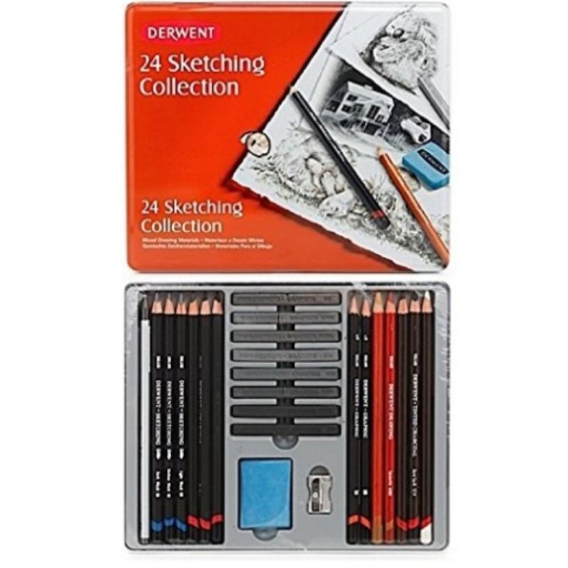 

sketching collection 24 derwent made in UK sketsa second like new nimus charcoal graphic GB F D E