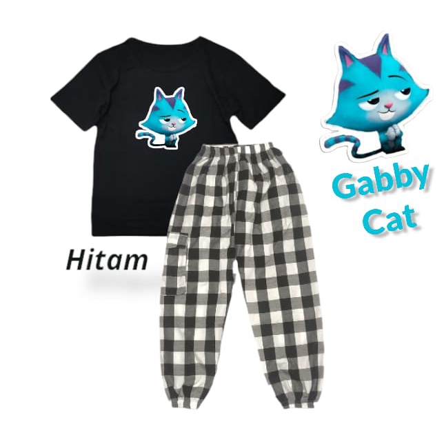 Cherrylpick Setelan anak perempuan usia 1-10 tahun / setcel anak perempuan / setcel anak murah / setelan anak murah-Hitam/GabbyCat