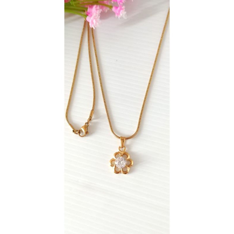 Kalung Set Liontin Permata Kalung Titanium Fashion30