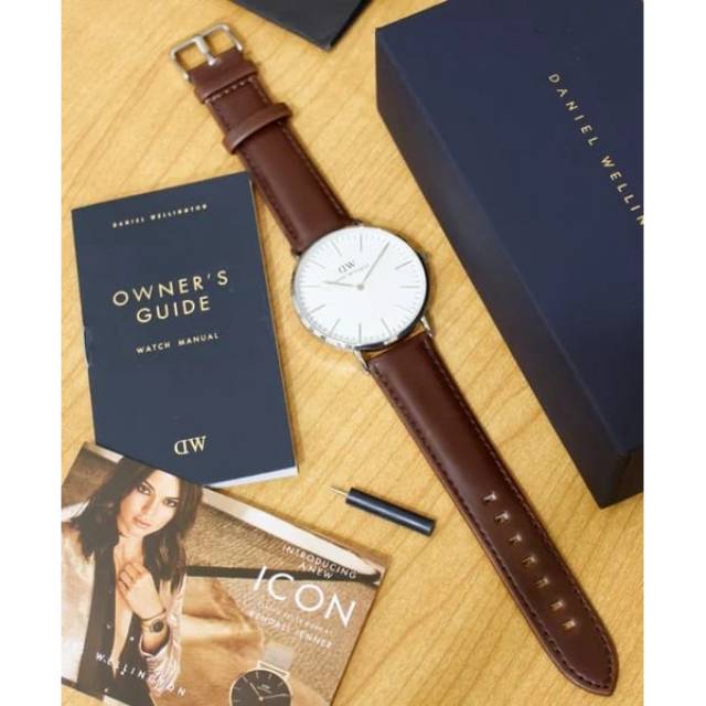 Jam Tangan Pria Wanita DW BRISTOL Silver Leather Kulit Ori