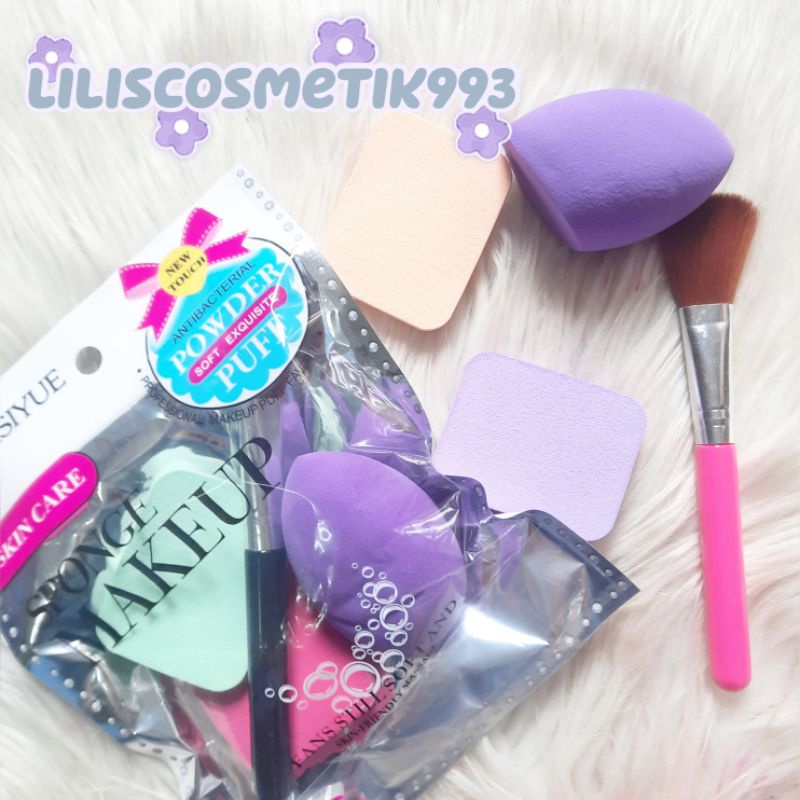 SPONS MAKE UP 1 SET ISI 6 PCS/SPON FOUNDATION PEMBERSIH/SPONGE MAKE UP POWDER /SPON ISI 3+KUAS