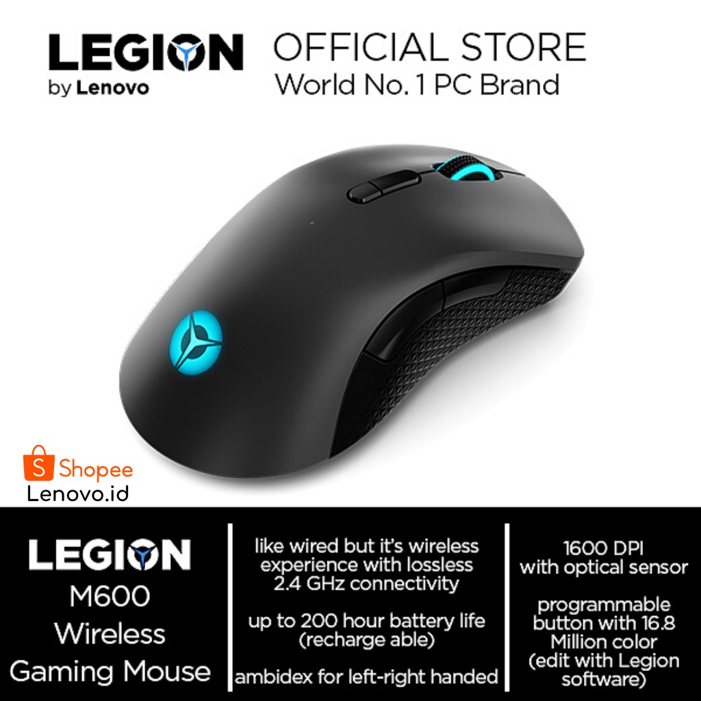 Lenovo Legion M600 Wireless Gaming Mouse GY50X79385 (2.4GHz / BlueTooth 5.0 / Wired via USB 2.0)-1
