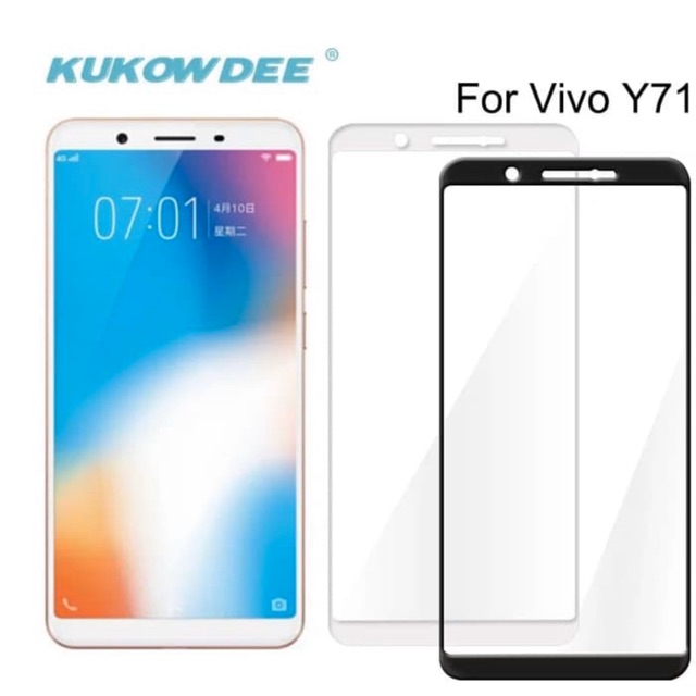 TEMPERED GLASS FULL LEM 9D VIVO Y71 READY BLACK WHITE
