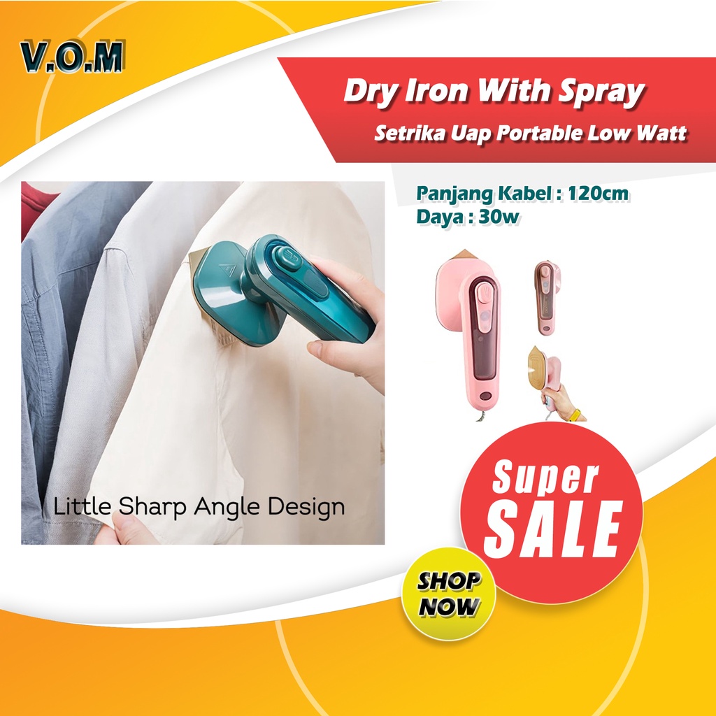 Dry Iron With Spray 30W 2 in 1 Setrika Uap Portable Low Watt 0738