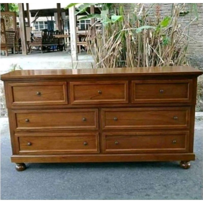 meja tv bufet tv laci antik kayu jati perhutani murah promo