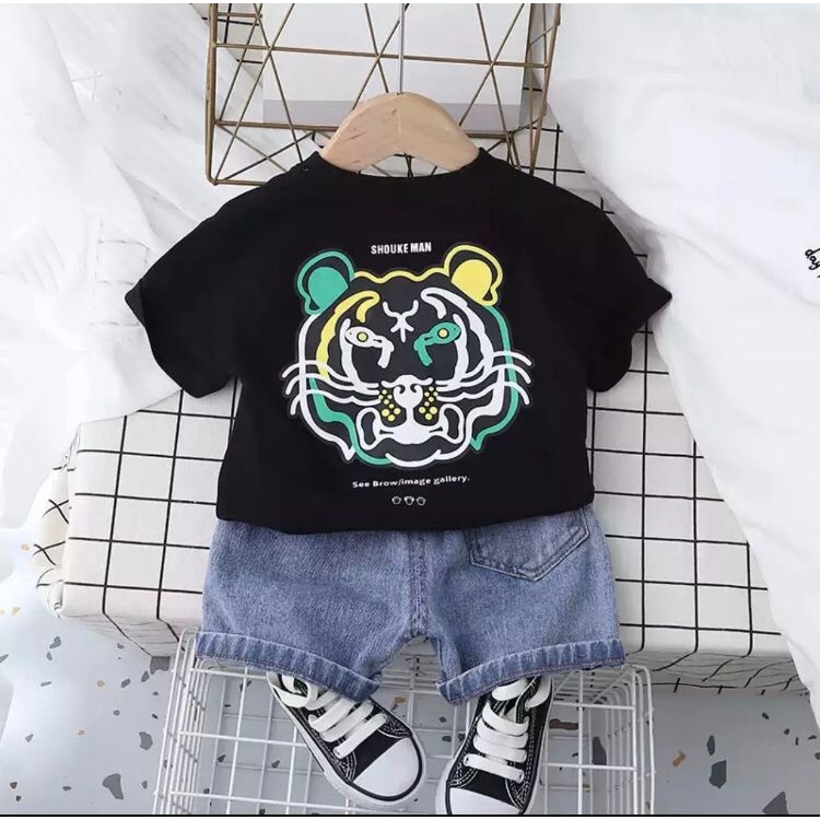 SETELAN BAJU &amp; JEANS BAYI ANAK (UNISEX) MOTIF KENZIO TIGER USIA 1-5 TAHUN BAHAN KATUN PREMIUM LEMBUT TERBARU TERLARIS/ SETELAN BAJU &amp; JEANS BAYI ANAK LAKI-LAKI/ SETELAN BAJU &amp; JEANS BAYI ANAK PEREMPUAN/ SETELAN BAJU &amp; JEANS BAYI ANAK COWOK