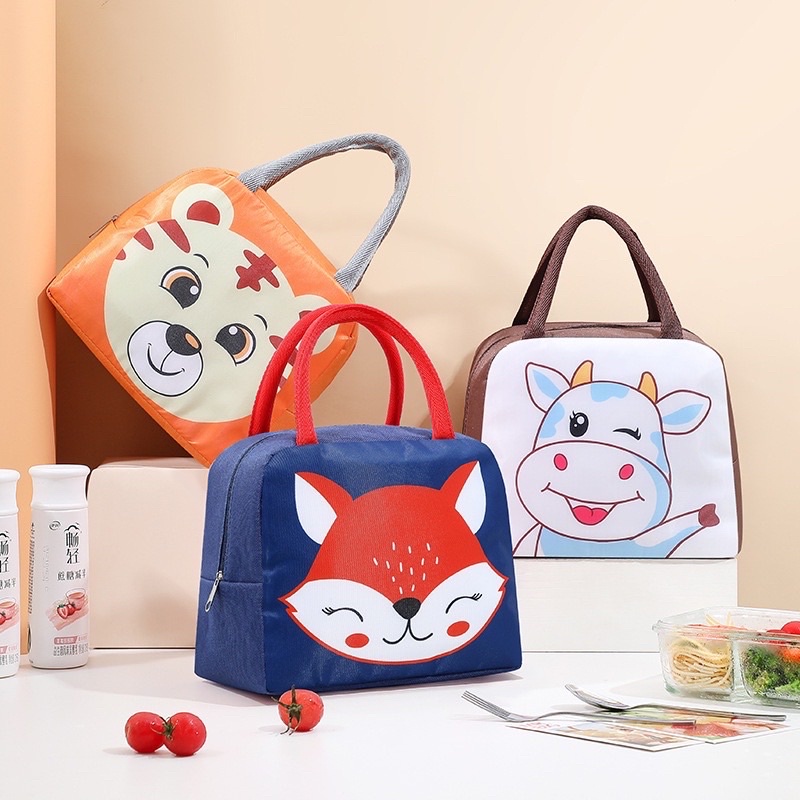 TAS BEKAL BENTO LUCU KARTUN KARAKTER TAS KOTAK MAKAN SIANG LUNCH BAG FOIL DALAM AWET PANAS DINGIN