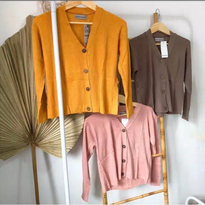 WILLY CARDIGAN RAJUT CROP OVERSIZE KNIT TEBAL CARDY KOREA