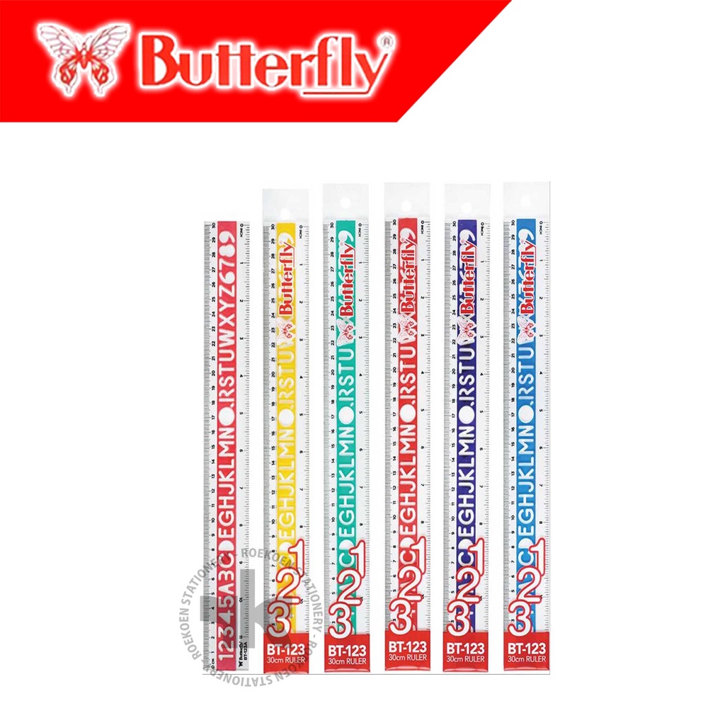 

Butterfly Penggaris Mika 30cm BT-123A (Body Putih Transparan)