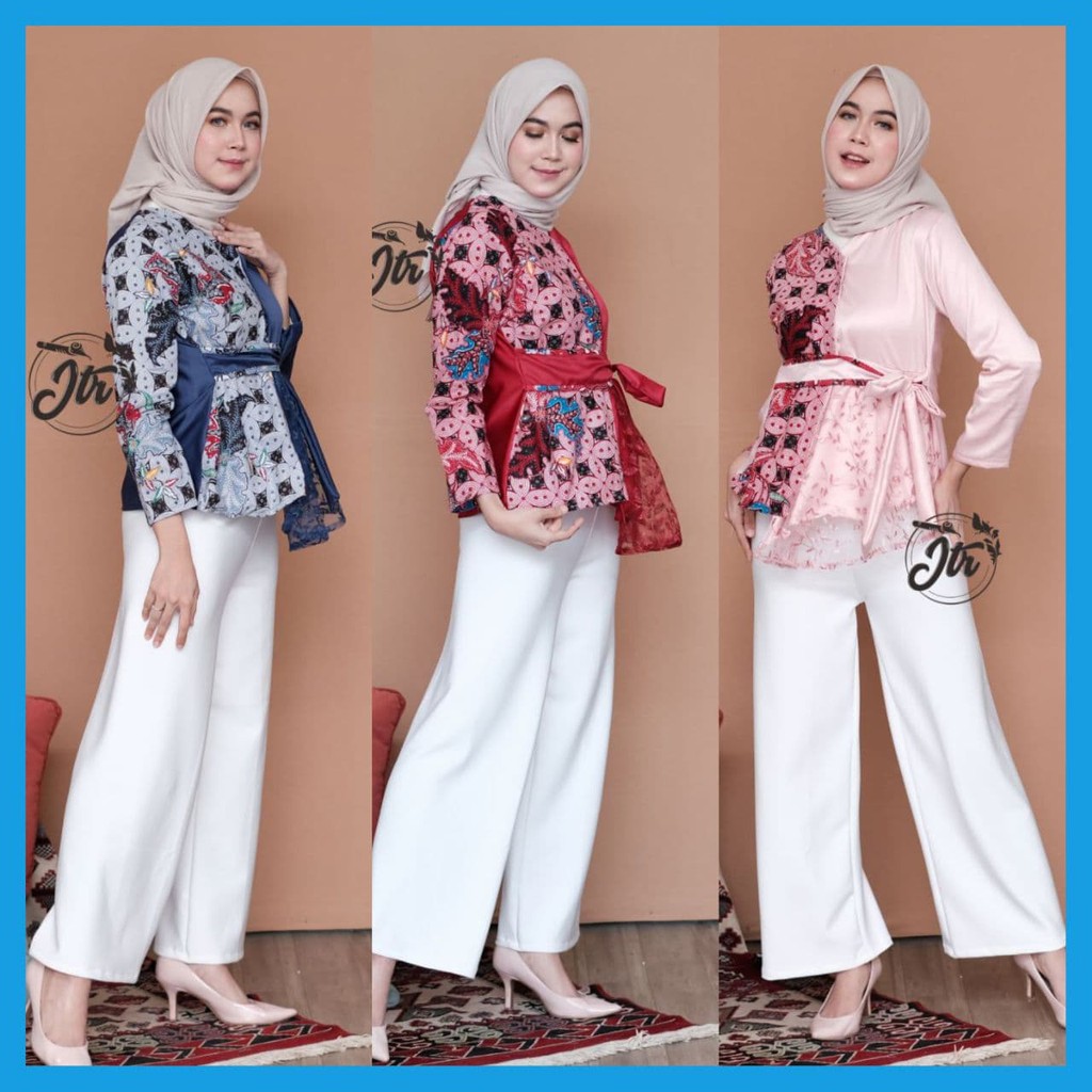 BLOUSE BATIK KOMBINASI VELVET FASHION WANITA BAJU KANTOR PAKAIAN KEKINIAN TRENDY TERBARU