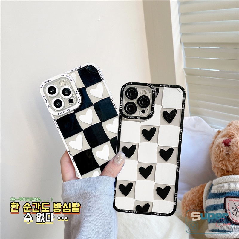 Casing Infinix Note 11 12 10 Pro Infinix Hot 12i 11s NFC 10Lite 8 10 9 12 11 Play Smart 5 6 4 Play Plus Fashion Love Heart Soft Tpu Couple Shockproof Plaid Back Full Cover