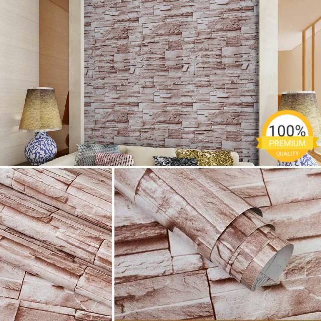 Grosir Termurah Wallpaper Sticker Dinding  Motif Bata Coklat 3D