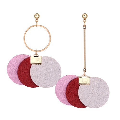 LRC Anting Tusuk Fashion Multi-color Round Shape Decorated Earrings