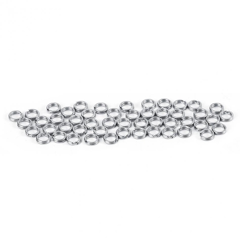 50pcs/lot  Strengthen Solid Ring Lure Connecting Ring Fishing Accessories Stainless Steel Split Rings High Quality