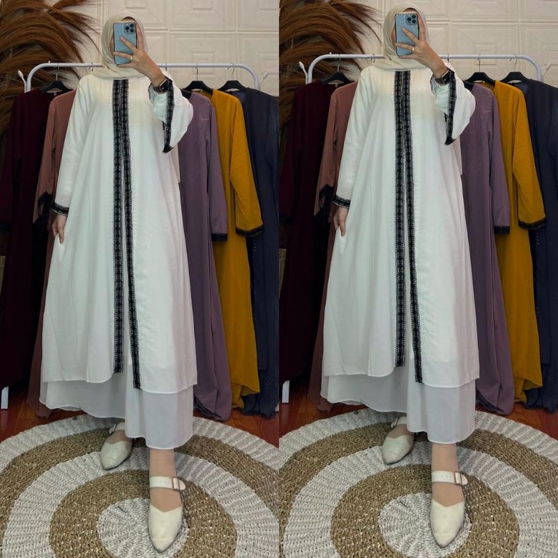 vnh_ GAMIS OUTER SERUTY LIST BORDIR SUPER MEWAH [DJ22] LD 110CM BEST SELLER BISA COD