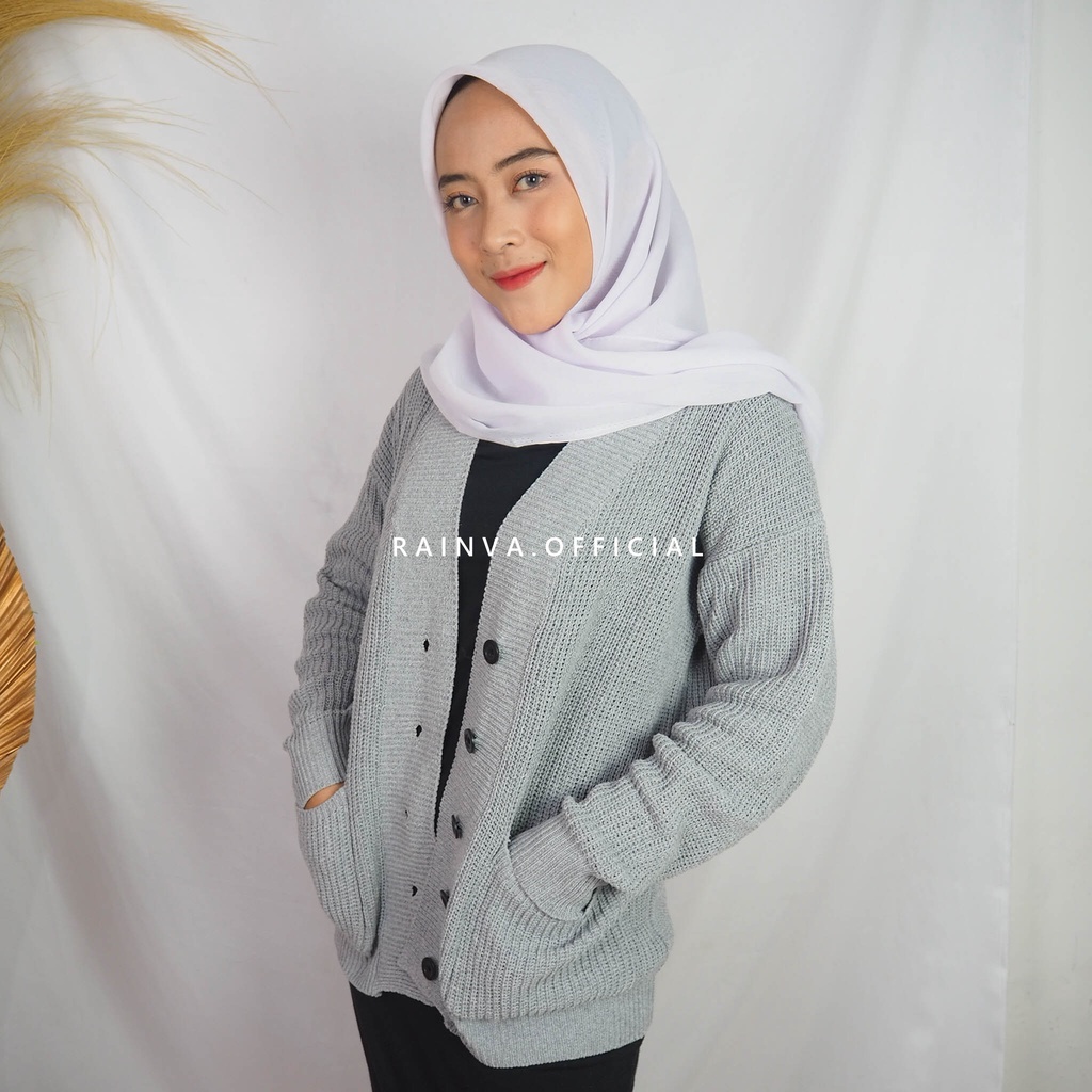 CARDIGAN MERISA CROP RAJUT PANJANG OUTER WANITA TEBAL OVERSIZE CARDY KNIT