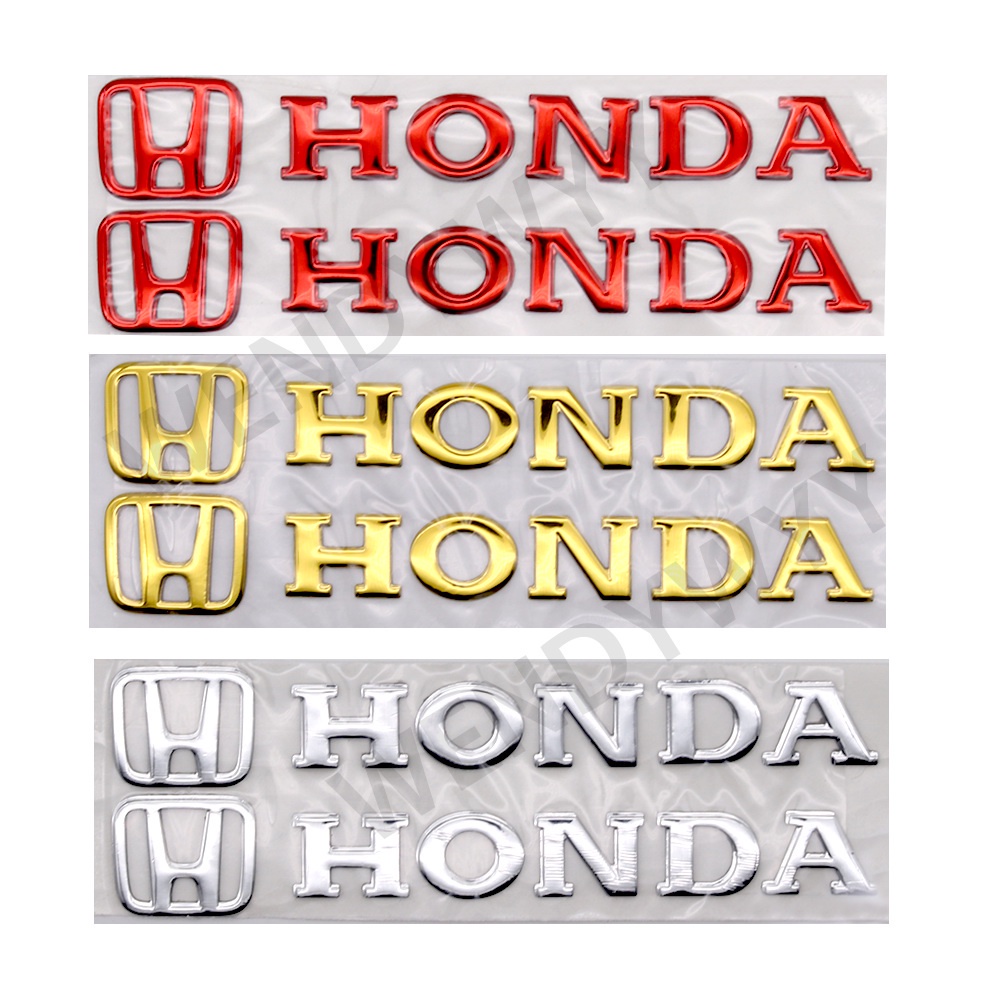 2pcs Stiker Emblem Badge 3D Lembut Anti Air Warna Gold / Silver / Merah Untuk Motor Honda