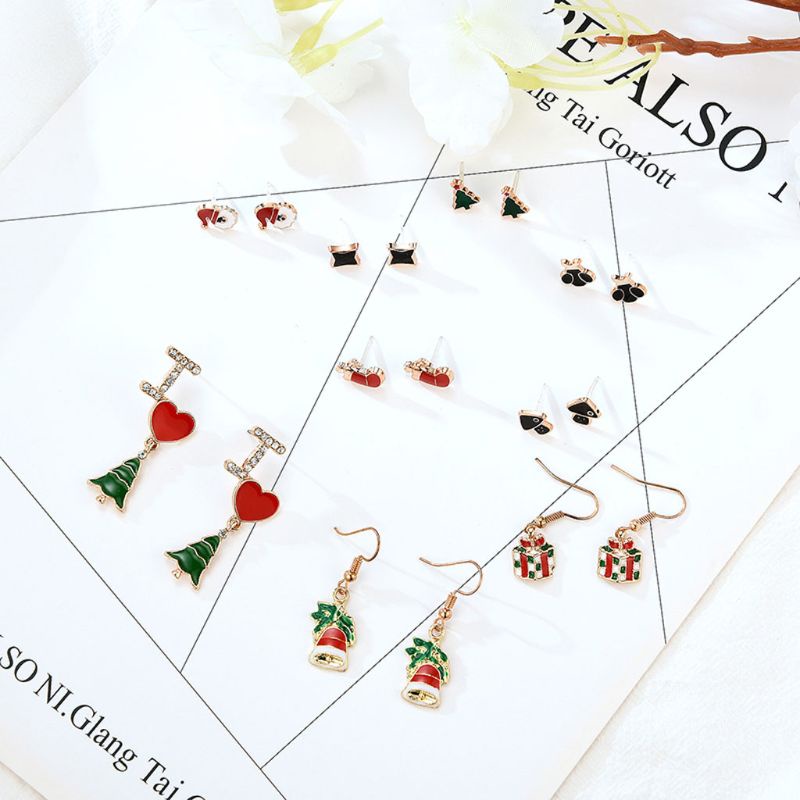 SIY  9 Pairs Women Christmas Earring Studs Christmas Gifts for Girls Holiday Jewelry