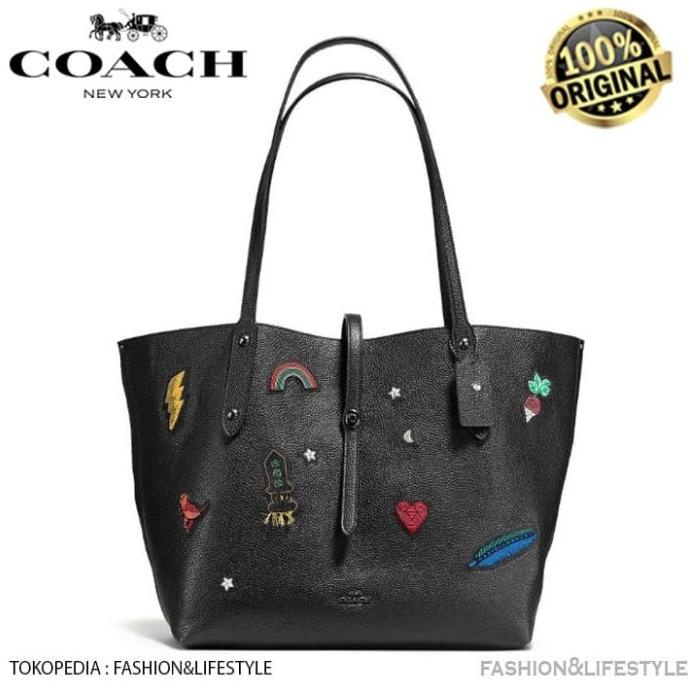 Coach Market Tote Bag With Souvenir Embroidery - Coach Original 100% BAGUS