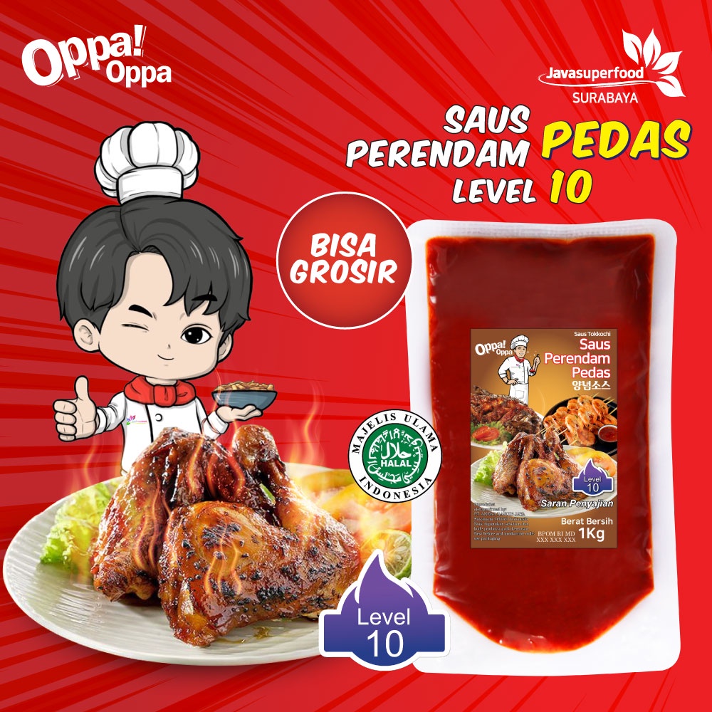 

Saus Perendam Pedas Tokkochi Saus Buldak Pedas 1Kg Oppa-Oppa - Level 10