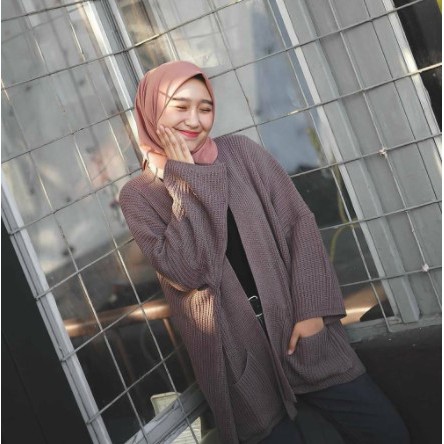 CARDINGAN WANITA/LOCCY CARDI/CARDIGAN RAJUT OVERSIZE-BURGUNDY
