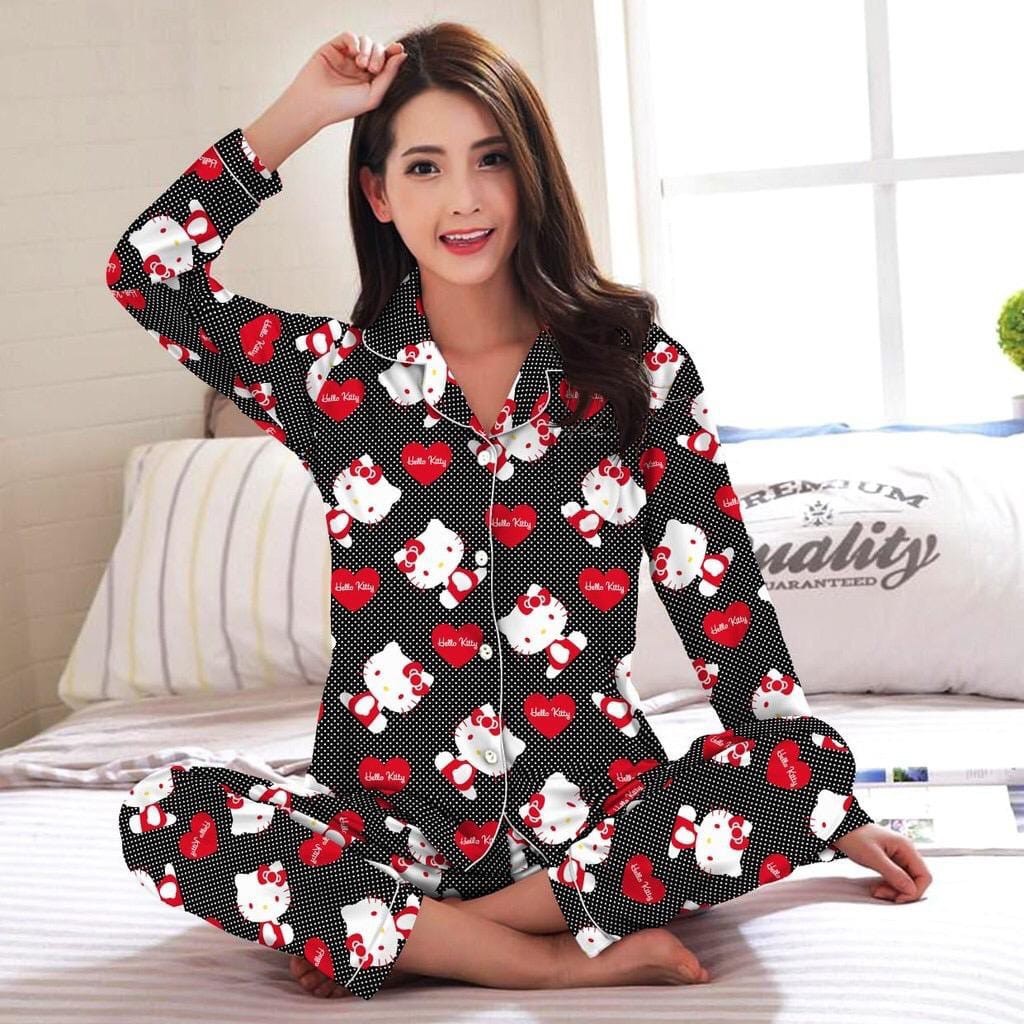 dealshop BAJU TIDUR PIYAMA KITTY LOVE